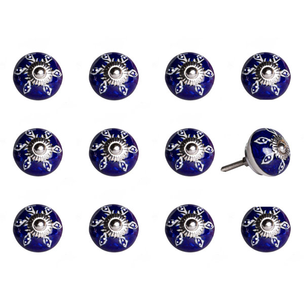 TODAY DECOR Todaydecor 1.5" X 1.5" X 1.5" Navy White And SilverKnobs 12